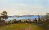 Charles Blomfield, Auckland from the Domain, oil on board