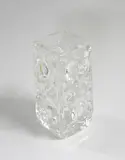A heavy crystal vase by Sweden Josef Schott for Smalandshyttan, decorated with abstract geometric pattern, partially acid matted surface and texture, 1960’s, offered Jun 2022
