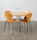 A set of six iconic and genuine Ant chairs by Arne Jacobsen for Fritz Hansen, originally designed in 1952, made from nine layers of pressure moulded veneer and with three tubular steel legs. This se, sold Jun 2022