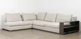 Antonio Citterio for Flexform 2001, Groundpiece sofa, sectional sofa in three parts, metal frame with down-filled seat cushions and backrest cushions in upholstery fabric bookshelf frame in metal covered with hide leather