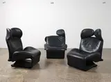 ‘Wink’ chair by Toshiyuki Kita for Cassina, in charcoal leather upholstery. Originally designed in 1980, its unique adjustable design conforming to the shape of the, sold Jun 2022