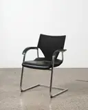 Wilkhahn Modus, An Executive Visitors chair, in black leather and cantilevered in form