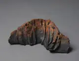 Large ‘mountain range’ sedge grass holder by Len Castle, oxide washed stoneware, A/F, sold Jun 2022