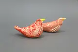 Rosemary McClay, Two bird forms, with red and pink glazes over a white slip