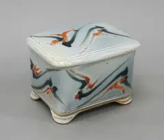 Merilyn Wiseman, Rectangular lidded box, wood fired stoneware with mashiko-rock decoration