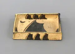 Richard Parker, Rectangular dish, unglazed earthenware with painted decoration