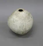 Jim Greig, Faceted vase, stoneware with pale grey and cream glazes with iron inclusions