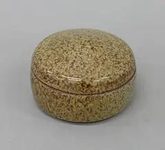Trinket box by Len Castle, stoneware with speckled ash brown glaze, sold Jun 2022
