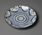 Frank Carpay for Crown Lynn, Large hand-potted platter, hand-painted ceramic with geometrical design, C.1950’s