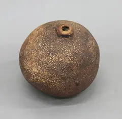 Large globular vase by Len Castle, stoneware with textured umber pigmented surface, sold Jun 2022