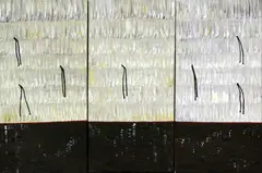 Kahu by Noelene Ngawaka, oil on canvas, triptych, sold Apr 2022