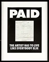 Billy Apple, PAID, screenprint with infringement notice attached