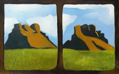 Tom Mutch, Two Views of Motatere, oil on board