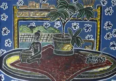 Claire Lawn, Interior Still Life, acrylic on paper