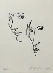 Richard McWhannell, Untitled - two faces, lithograph, 22/50