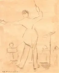T. A. McCormack, Rehearsal, graphite and wash on paper