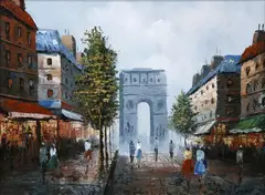Henri Royer, Arc de Triomphe, oil on board
