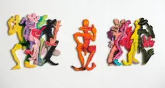 Robert McLeod, I and K from the Group Series, oil on shaped board, triptych