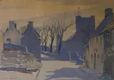 Harold Bennett, Untitled - village scene, watercolour on paper