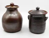 Paul Tobin, Large lidded stoneware jar, together with another lidded jar by an unidentified potter, A/F