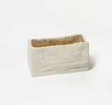 Luke Adams Pottery, Trough vase, early white glazed ceramic trough, of rectangular shape with a stoneware-type body and spiral motifs on the side