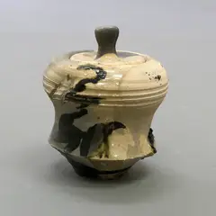 Small raku fired box by Peter Collis, earthenware, sold Apr 2022