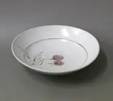 Peter Collis, Large bowl, glazed ceramic painted with leaves and apples