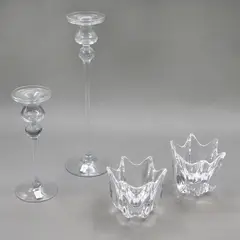 Holmegaard & Orrefors, Four Scandinavian glass candlesticks
