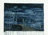 Bill Hammond, Bulldog on a Beach, Auckland Islands, acrylic and metallic pigment on paper