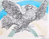 Le Colomb Volant - The Flying Dove with Rainbow by Pablo Picasso, colour lithograph, sold Apr 2022