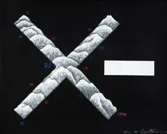 X - by Tony de Lautour, acrylic and oil on paper, sold Dec 2021
