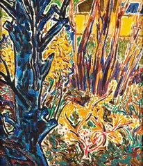 Philip Trusttum, Garden Painting, oil on board