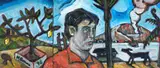 Nigel Brown, Lemon Tree Self Portrait, acrylic on canvas, triptych