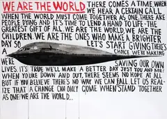 We are the world by Peter Robinson, oilstick and acrylic on paper, sold Dec 2021