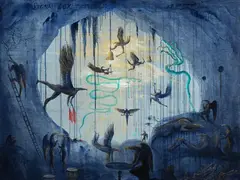 Bill Hammond, Signal Box: A Convocation of Eagles, Cave Painting No. 7, acrylic on canvas
