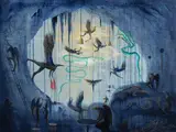 Bill Hammond, Signal Box: A Convocation of Eagles, Cave Painting No. 7, acrylic on canvas