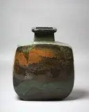 Len Castle, Rare Oversize Branch Vase, stoneware with rare dark green and tenmoku glazes