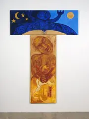 Rangi and Papa by Robyn Kahukiwa, oil on canvas, two panels, sold Dec 2021