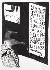Untitled by Bill Hammond, lithograph, 19/100, sold Dec 2021