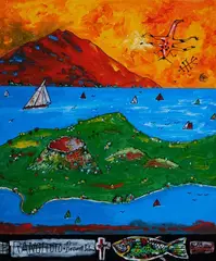 Alan Taylor, Rangitoto/Brown Islands, acrylic on canvas