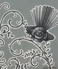 Angie Dennis, Ornamental Fantail, oil on paper