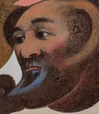 Richard McWhannell, The man in the moon has a blue beard, oil on canvas laid onto board