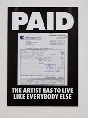 Billy Apple, The Artist Has To Live Like Everybody Else, screenprint, ink and found receipt from Mercury Energy