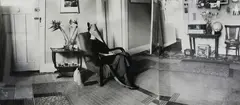 The rat in the lounge by Marie Shannon, black and white photograph, triptych, 1985, sold Nov 2021