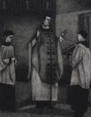 Richard Lewer, Let Us Pray, charcoal on museum board