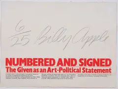 Numbered and Signed by Billy Apple, screenprint and graphite on paper, 6/25, sold Nov 2021