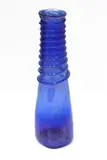 Mel Simpson, Bottle Vase, blown iridescent blue glass with decorative coil to the neck