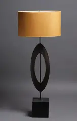 Porta Romana, Table Lamp, with square base and oval decoration, bronze finish
