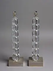 Porta Romana, A pair of Ice Cube table lamps, (no shades; rewired)