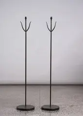 Porta Romana, A pair of floor lamps, with light verdigris patina (rewired)